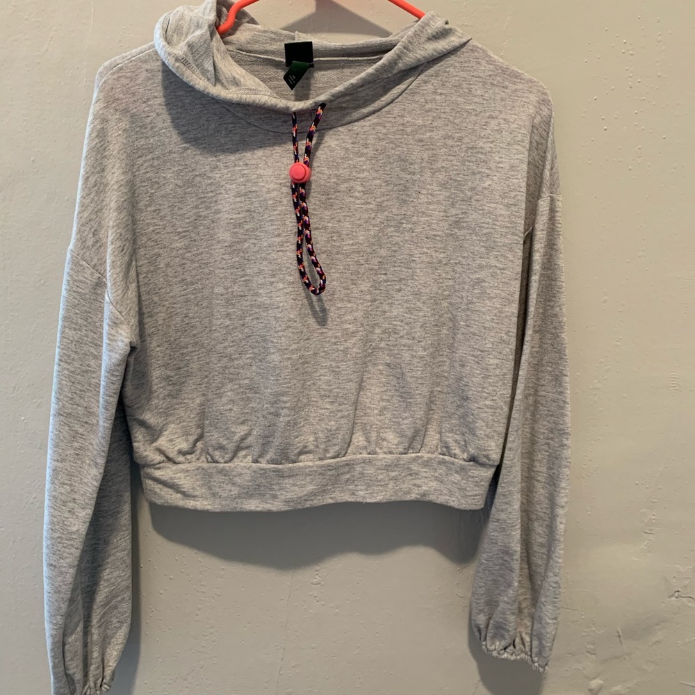 Gray Cropped Hoodie